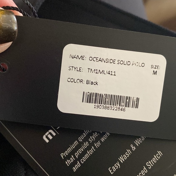 NWT Travis Mathew Oceanside Polo Shirt Mens M Black Intuit Logo Golf - Picture 8 of 13